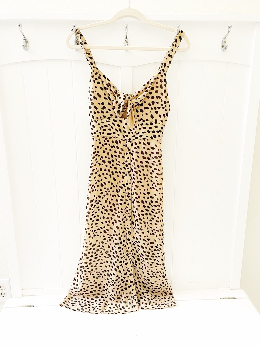 Forever 21 Beige Leopard Print Tie-Front Slip Dress